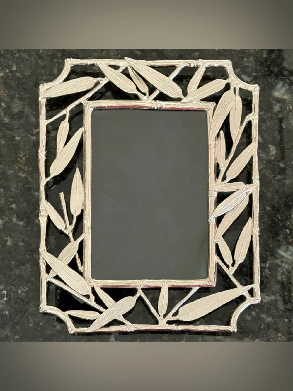 Michael Aram Bamboo Leaf 4x6 Picture Frame | Textured Silver | Retired